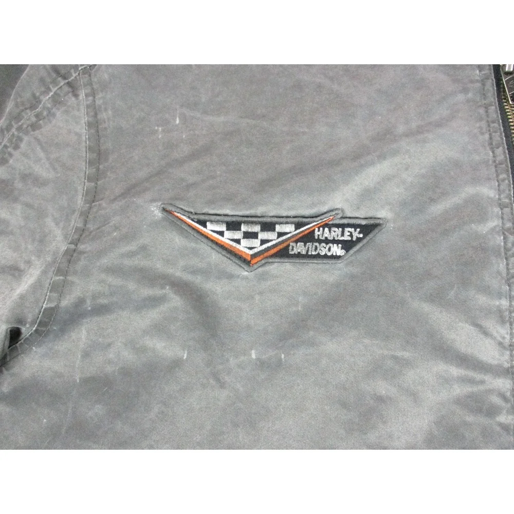 Harley Davidson Jacket Mens Extra Large Gray Eagle Mechanic Bomber Lined Coat